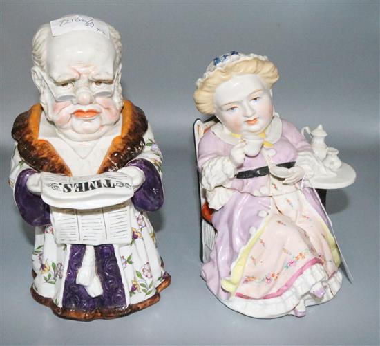 Pair of large late 19th C continental porcelain figs A/F